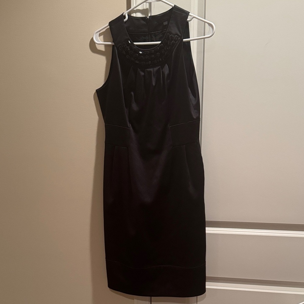 Black satin semi formal dress